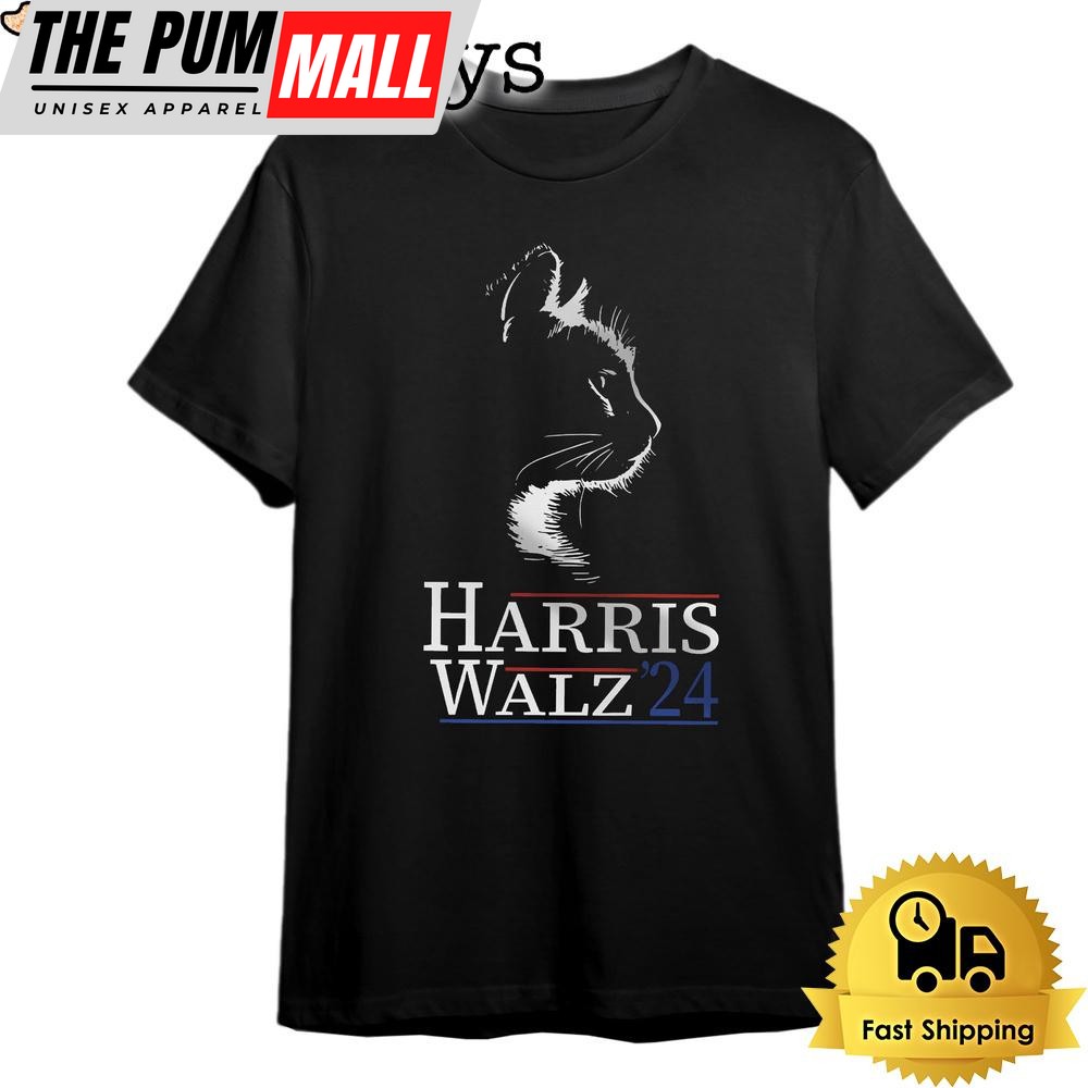 Harris Walz 2024 Cat Dark T Shirt