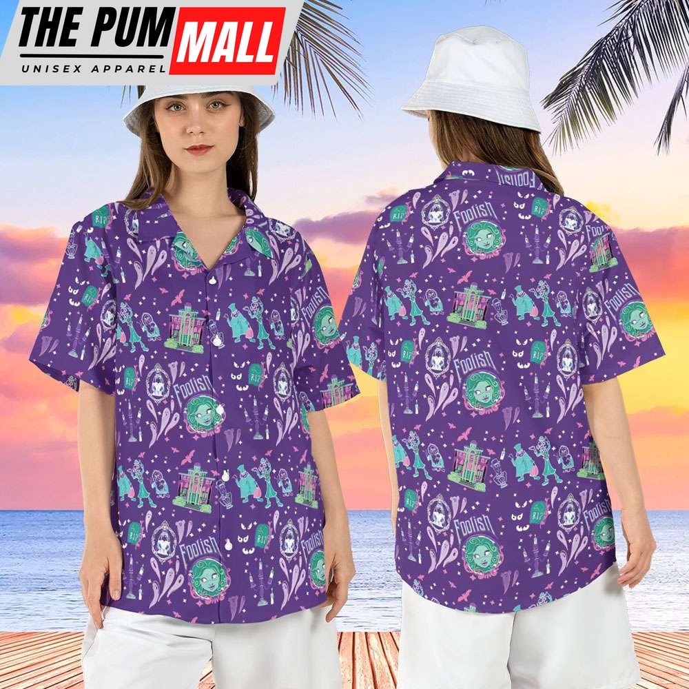 Haunted Mansion Foolish Mortals Purple Halloween Hawaiian Shirt
