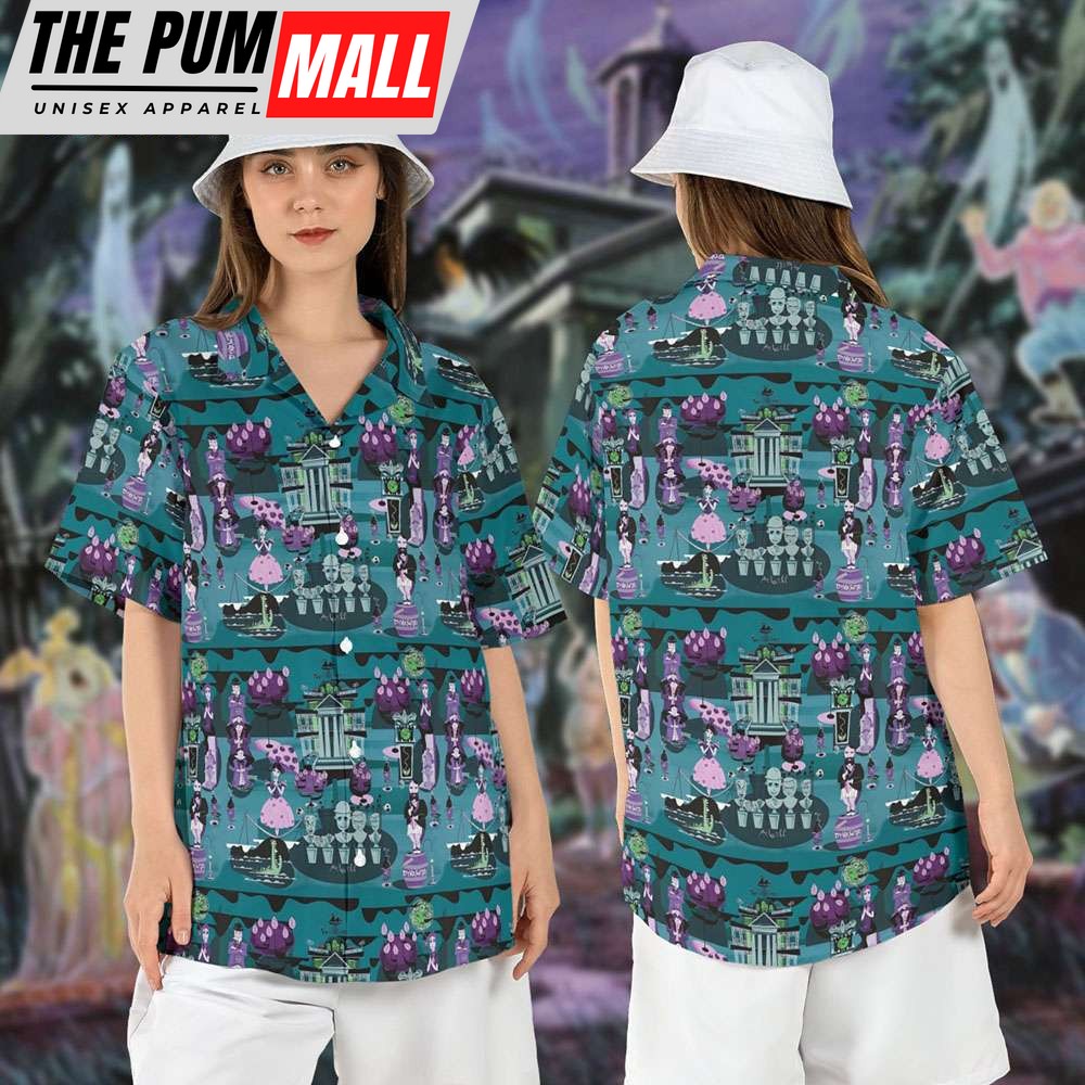 Haunted Mansion Map Hawaiian Shirt Halloween Horror Button Shirt