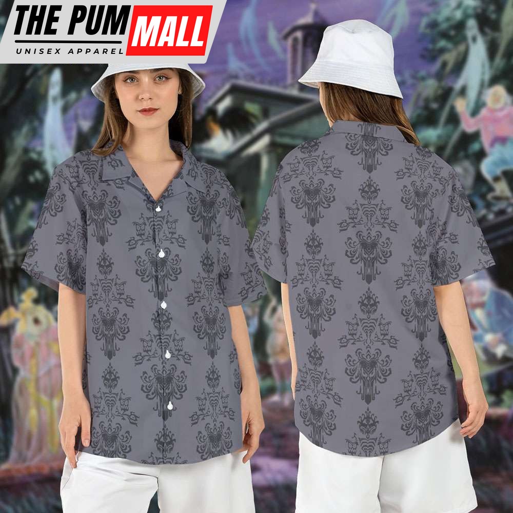 Haunted Mansion Pattern Hawaiian Shirt, Disneyland Horror Aloha Shirt