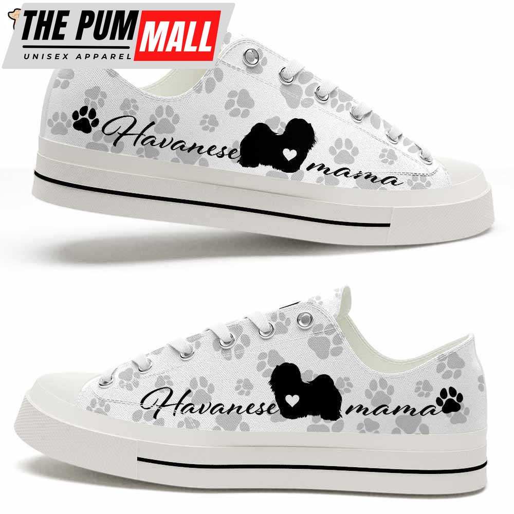 Havanese Paws Pattern Low Top Shoes – Happy International Dog Day Canvas Sneaker – Owners Gift Dog Breeders