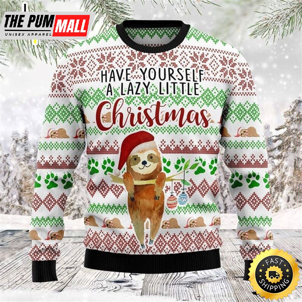 Have Yourself A Lazy Little Sloth Ugly Christmas Sweater