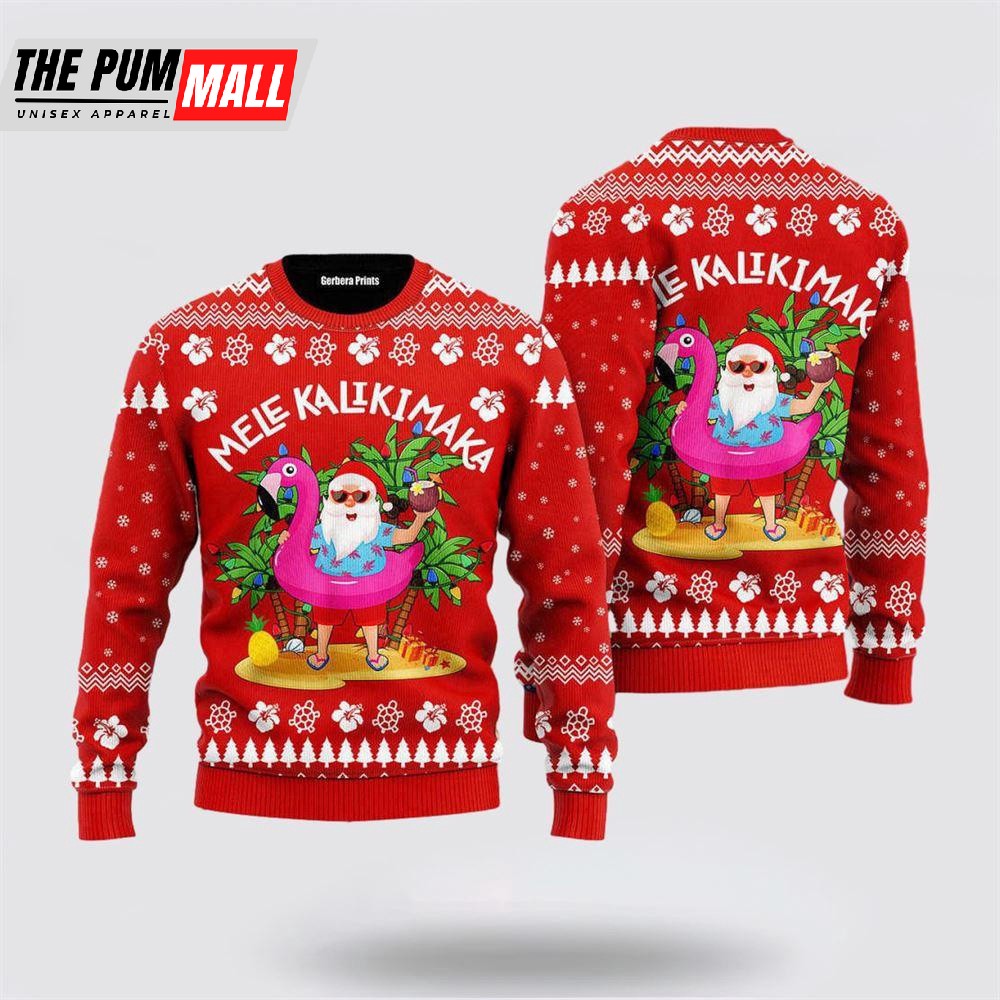 Hawaii Santa Claus Mele Kalikimaka Ugly Christmas Sweater