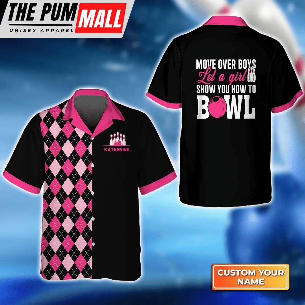Hawaiian Bowling Shirt: Let a Girl Show You How! For Men Women & Bowling Team