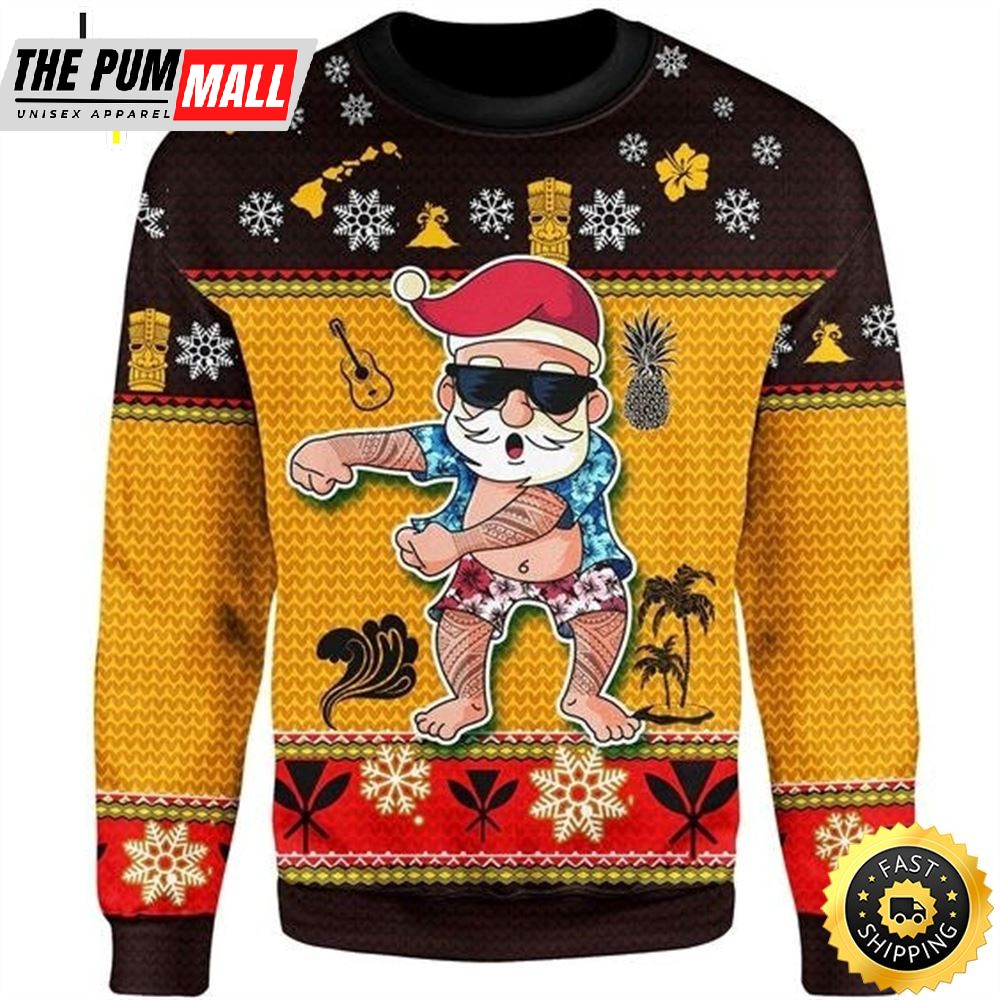 Hawaiian Christmas Santa Dancing Sweater