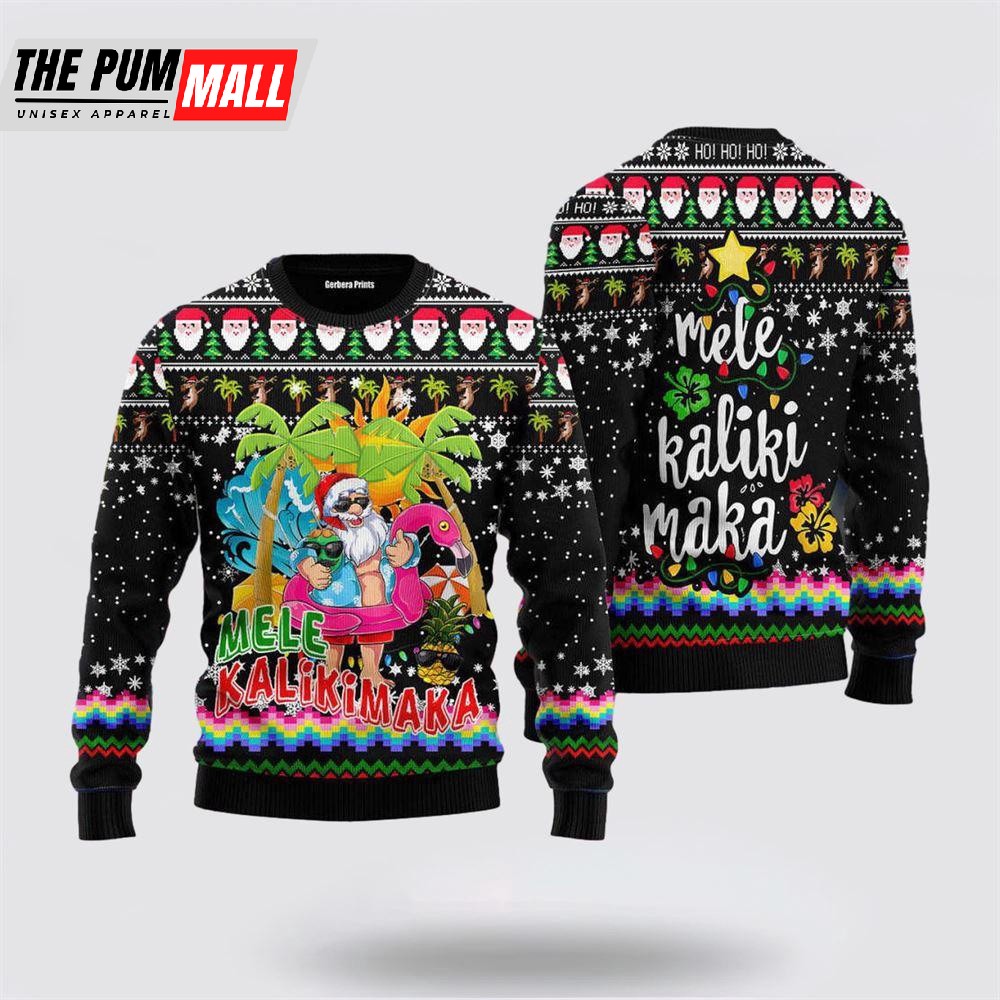 Hawaiian Santa Claus Mele Kalikimaka Ugly Christmas Sweater