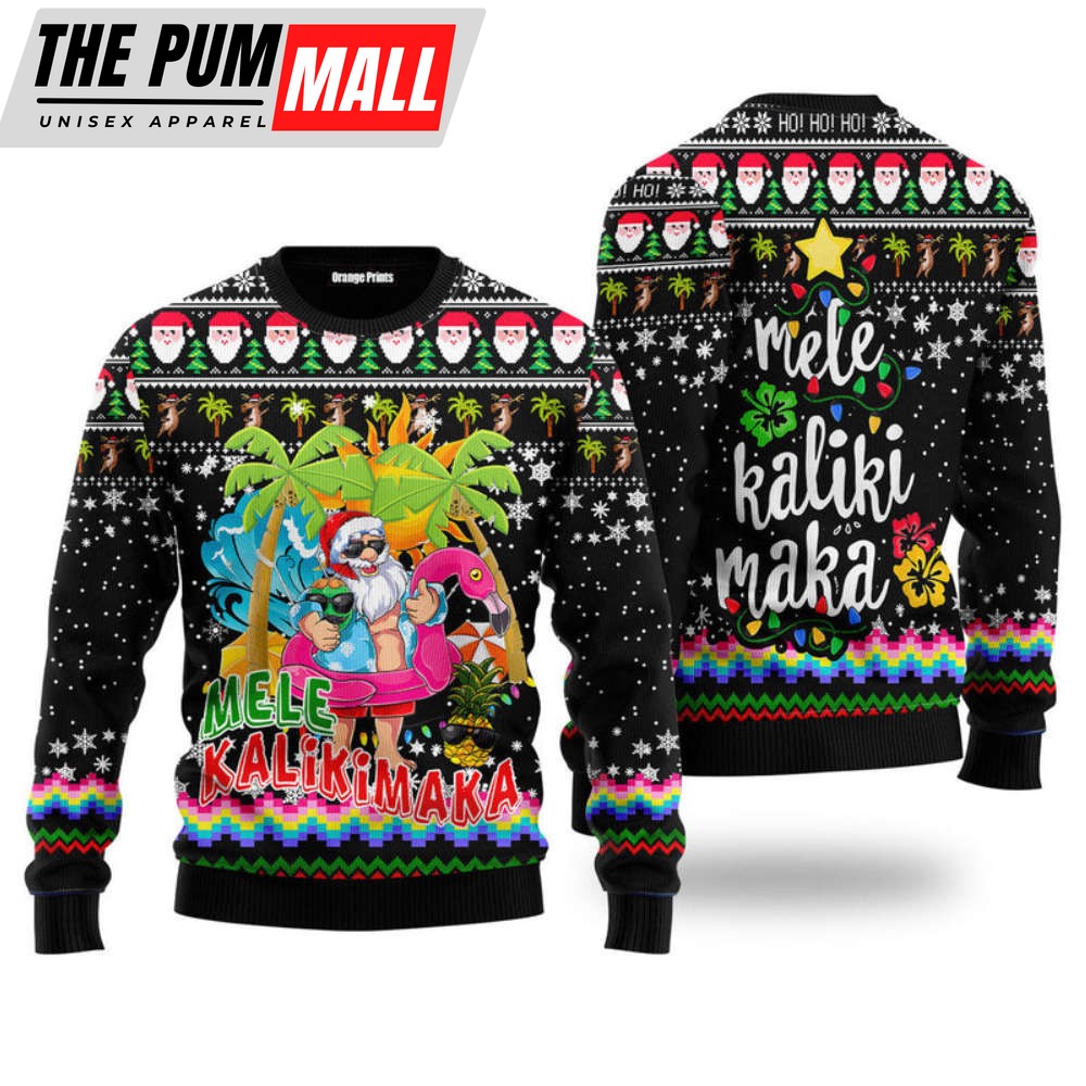 Hawaiian Santa Claus Mele Kalikimaka Ugly Christmas Sweater Foe Men And Women