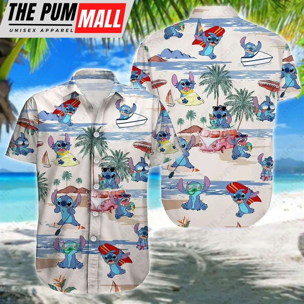 Hawaiian Stitch Shirt Summer Vacation Lilo Stitch Aloha Shirts