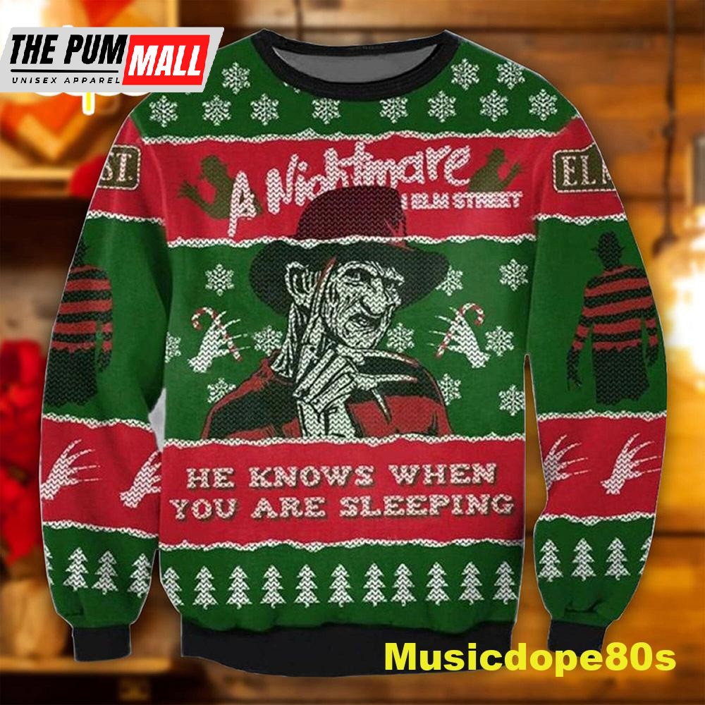 He Knows When You Are Sleeping Ugly Christmas Halloween 2025 Sweater