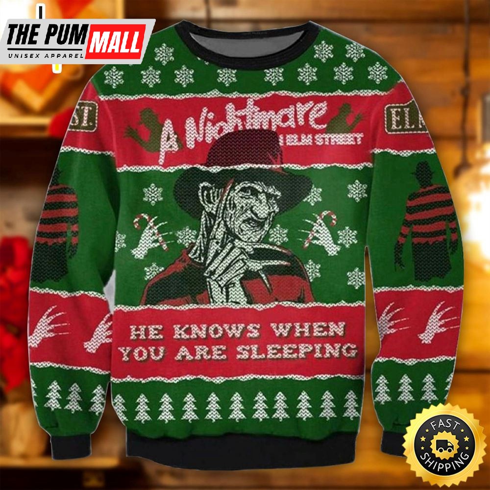 He Knows When You Are Sleeping Ugly Christmas Sweater