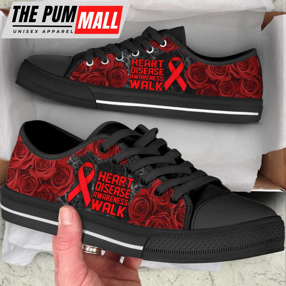 Heart Disease Shoes Awareness Walk Low Top Shoes Canvas Shoes