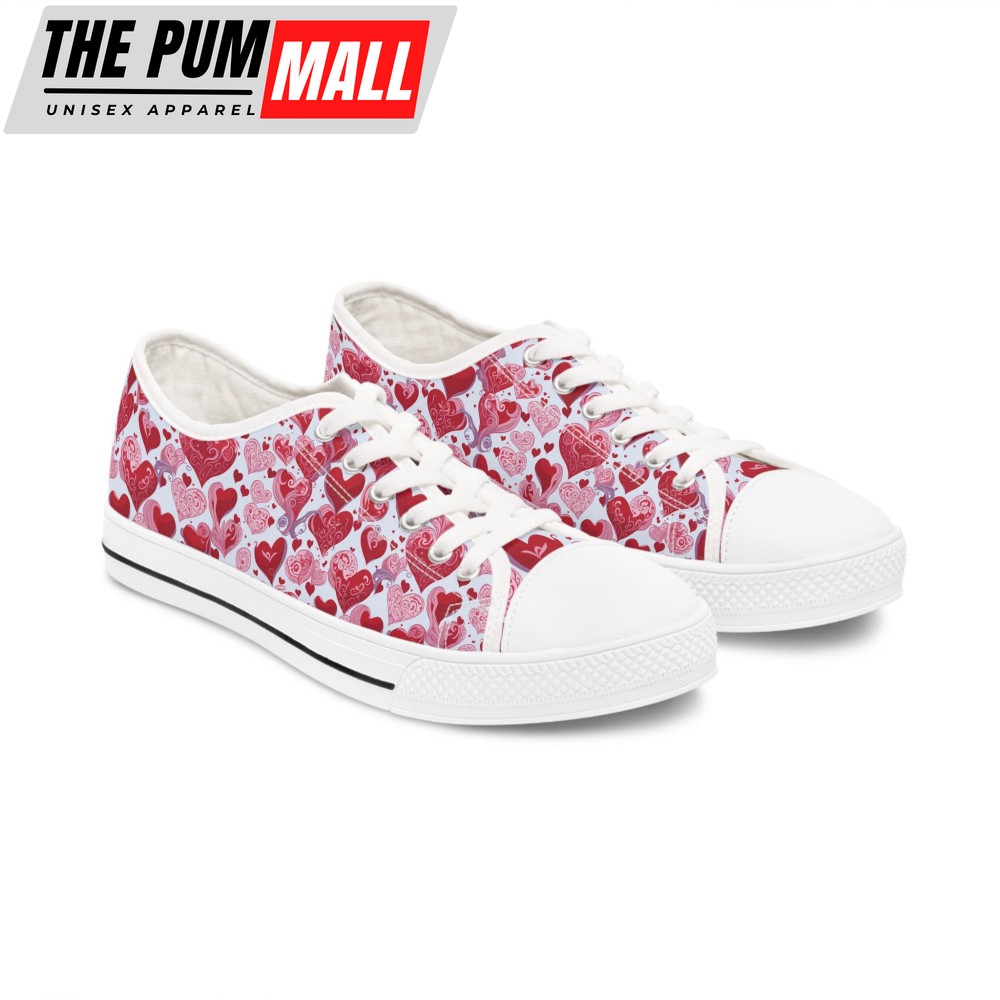 Hearts Design Women’s, Heart Sneaker Low Top Canvas Sneakers For Men And Women