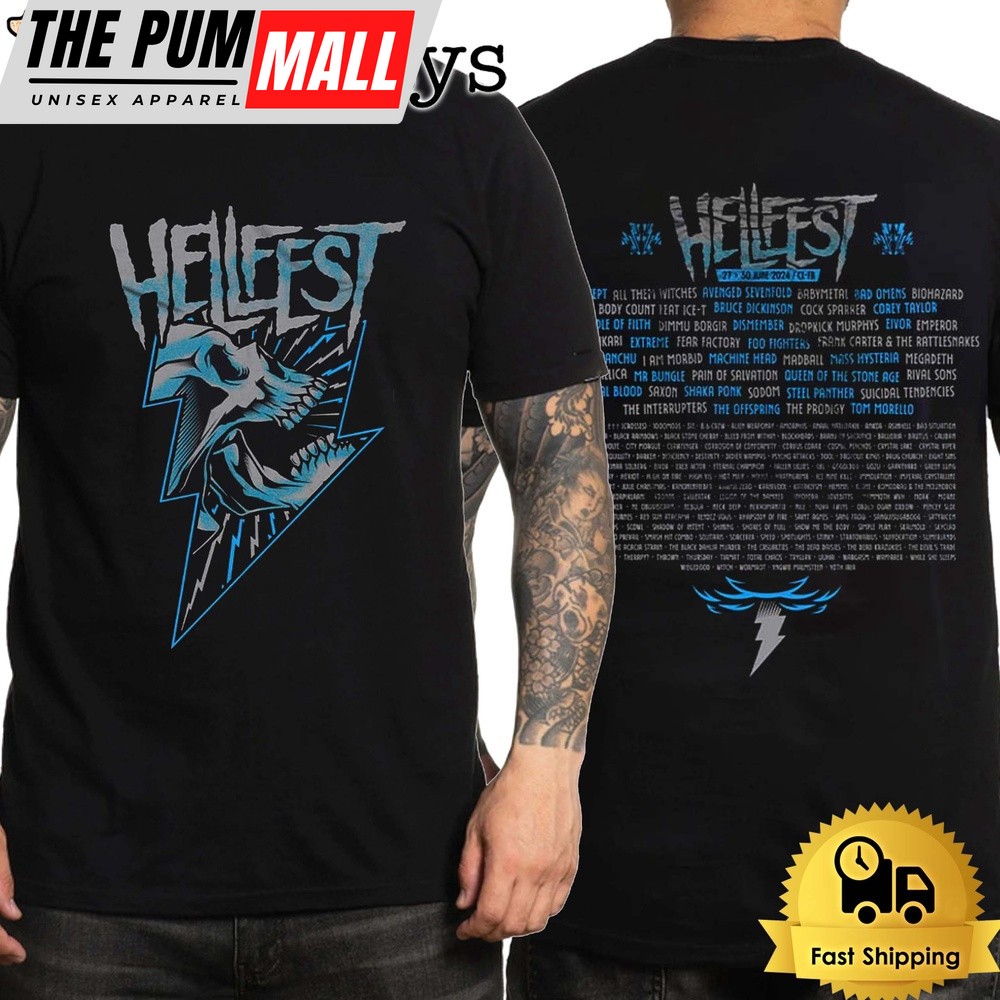 Hellfest Lightning Merch Festival In Clisson France June 2024 Unsiex T-Shirt
