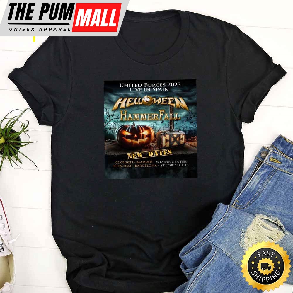 Helloween Hammer Fall Madrid,Barcelona Tour 2025 Black T-Shirt