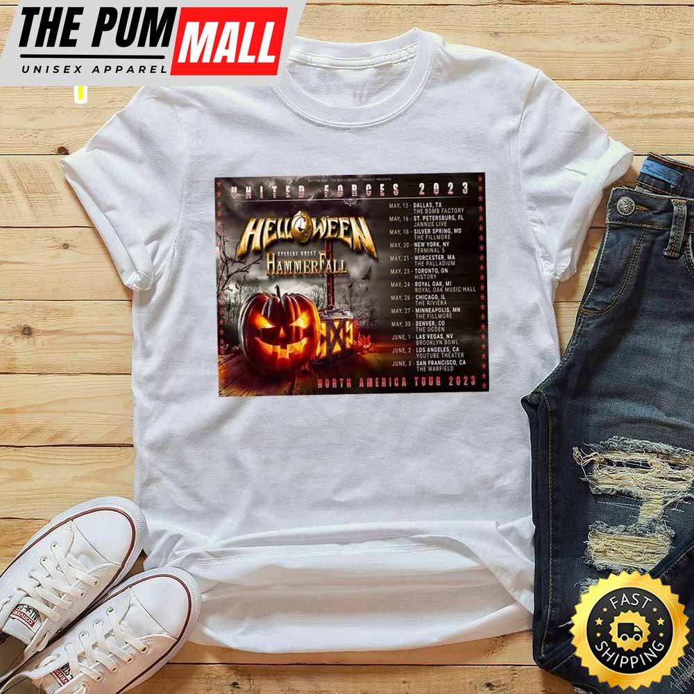 Helloween Hammer Fall North America Tour 2025 List Tour T-Shirt