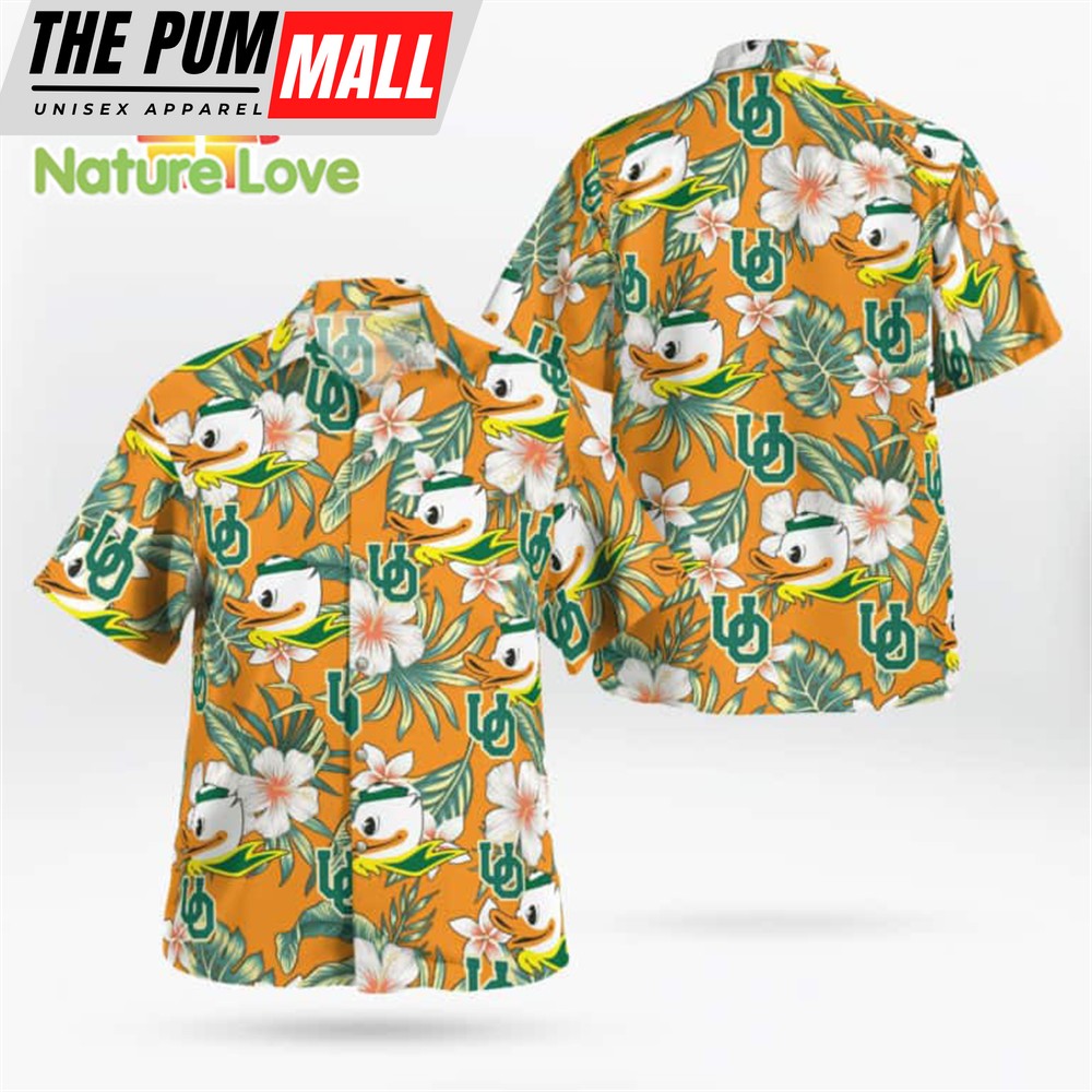 Hibiscus Oregon Ducks Hawaiian Shirt Tropical Plants NCAA Gift For Fans