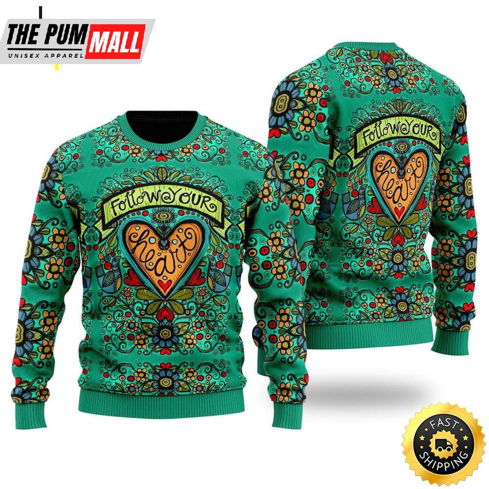 Hippie Follow Your Heart Ugly Christmas Sweater For Men & Women