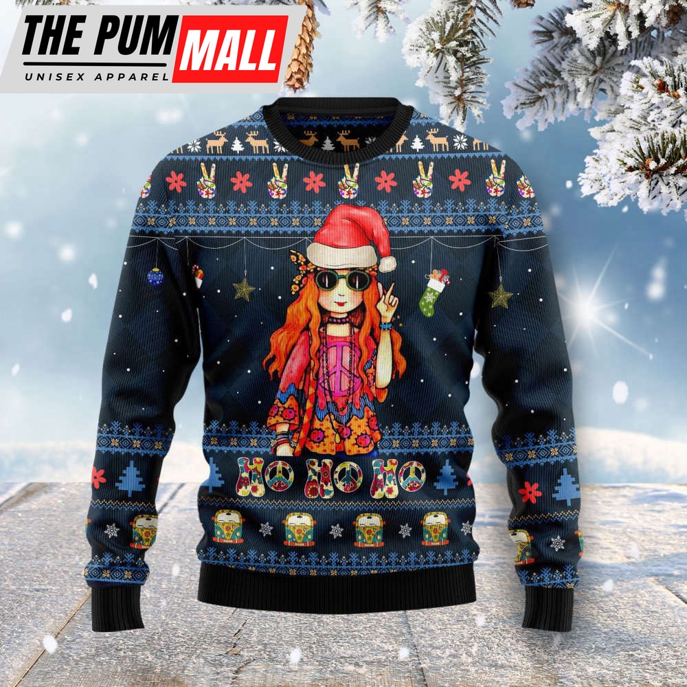 Hippie Girl Ugly Christmas Sweater, Christmas Sweatshirt Gift