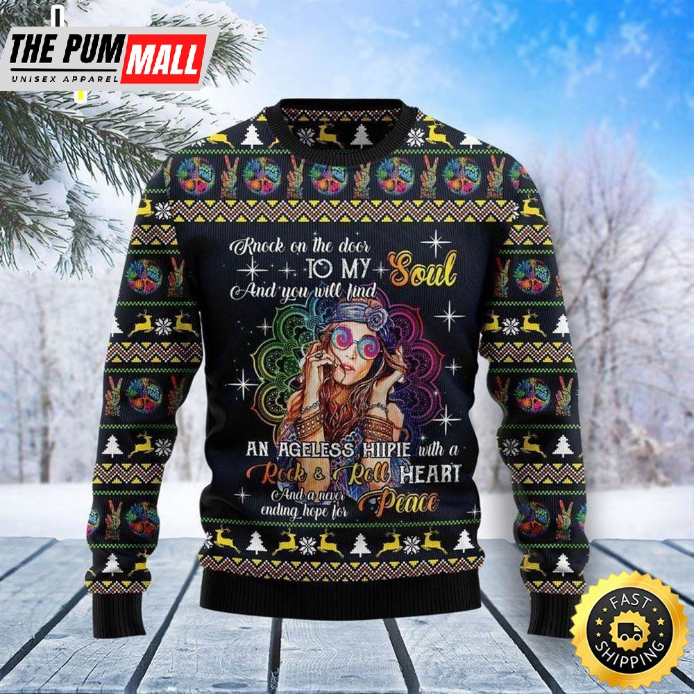 Hippie Girl Ugly Christmas Sweater For Men & Women Adult