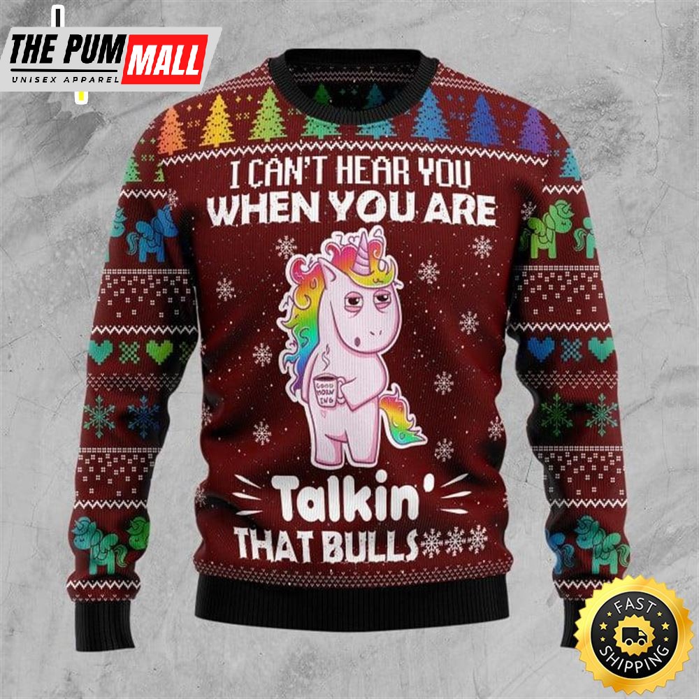 Hippie I Can‘T Hear You Unicorn Ugly Christmas Sweater