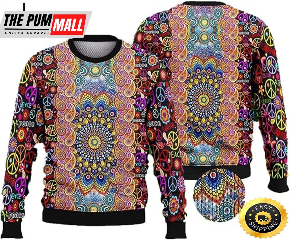 Hippie Mens Sweater Winter Holiday