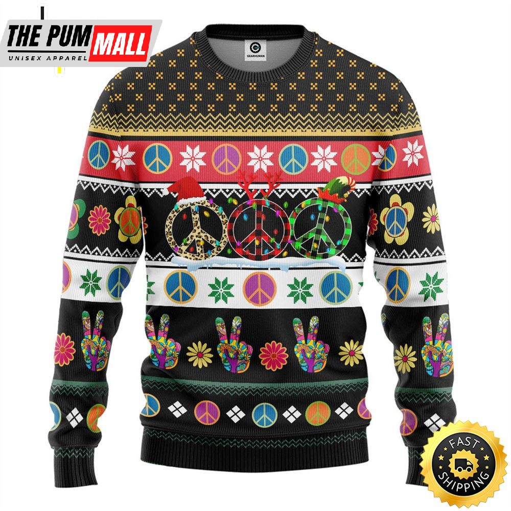 Hippie Merry Christmas Custom Ugly Sweater