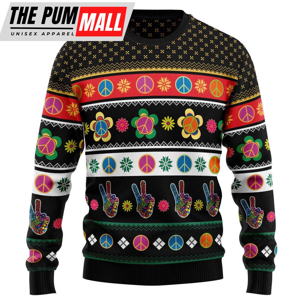 Hippie Peace Sign G51020 Ugly Christmas Sweater – Noel Malalan