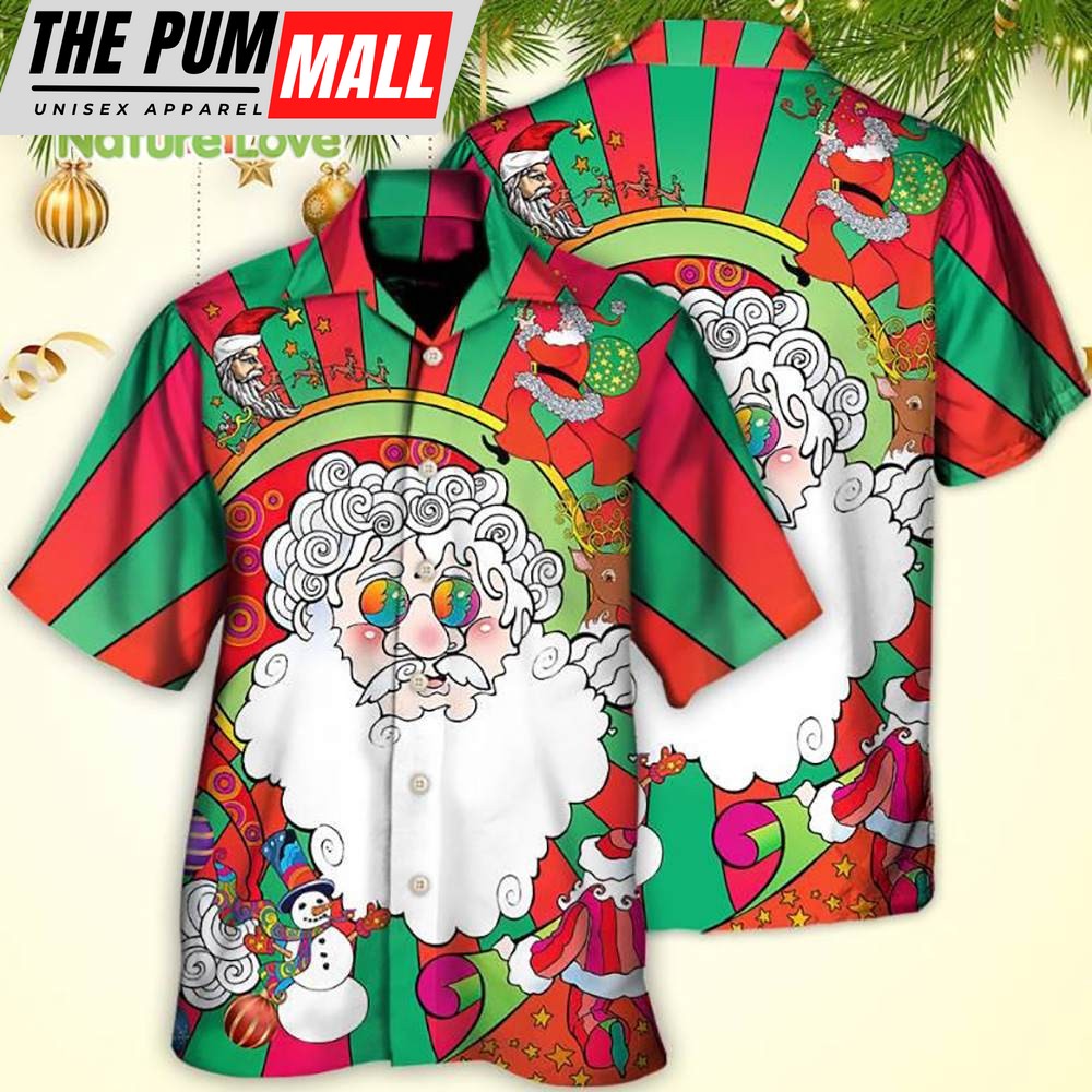 Hippie Santa Fantasy World Unreal Psychedelic Colorful Christmas Hawaiian Shirt
