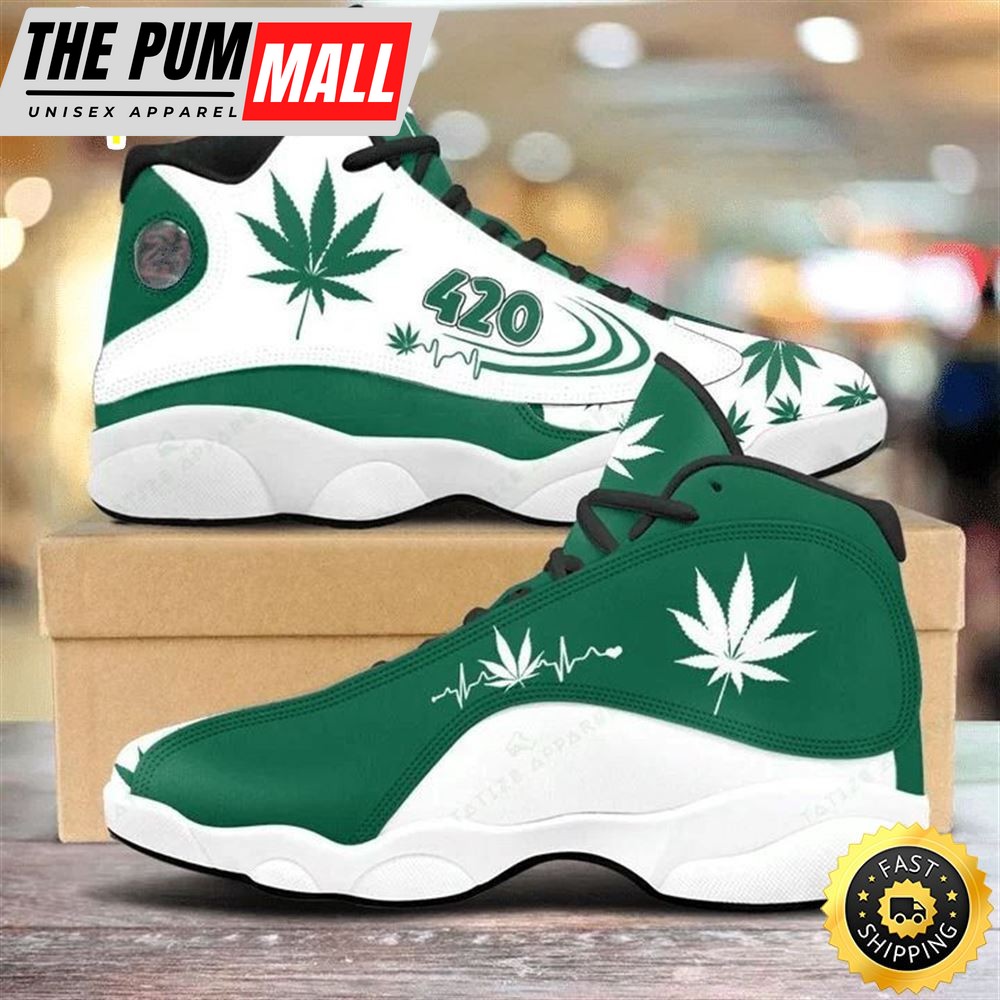 Hippie Skull Weed Jordan 13 Shoes Skull Lover Romper Happy Green