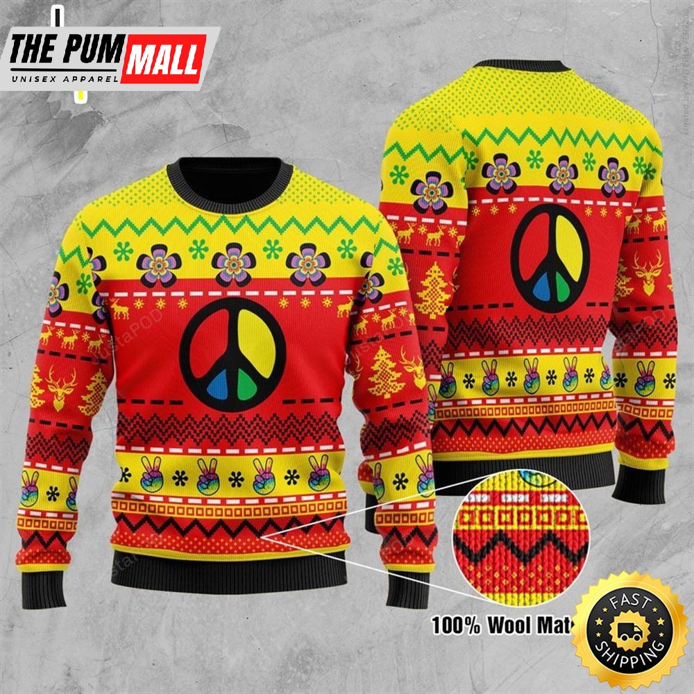 Hippie Ugly Christmas Sweater All Over Print Sweatshirt Ugly Sweater