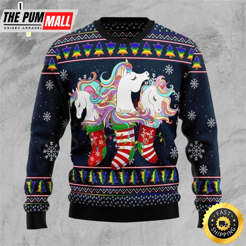 Hippie Unicorn Socks Xmas Ugly Christmas Sweater