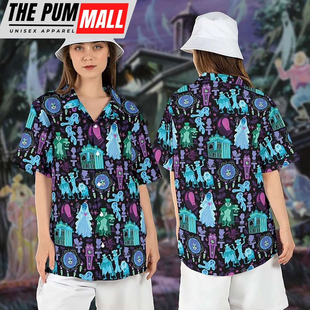 Hitchhiking Ghosts Haunted Mansion Hawaiian Shirt