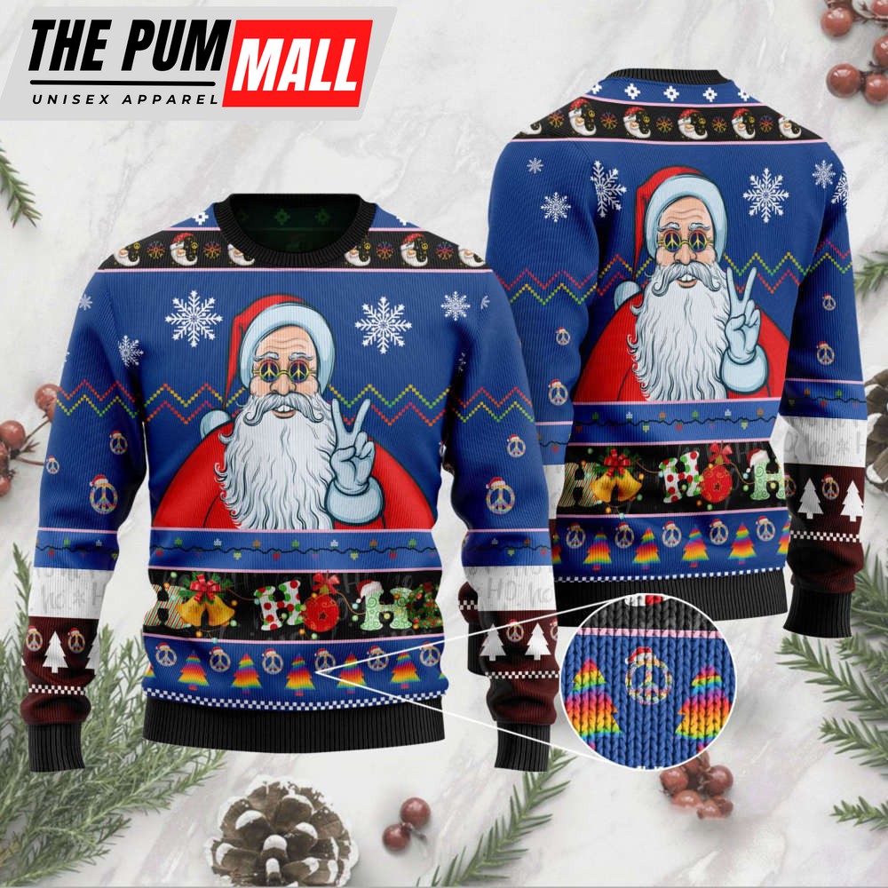 Ho Ho Ho Hippie Santa Claus Ugly Christmas Sweater, Gift For Christmas 2023