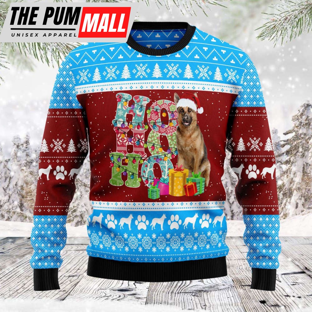 Hohoho German Shepherd Ugly Christmas Sweater, Gift For Christmas