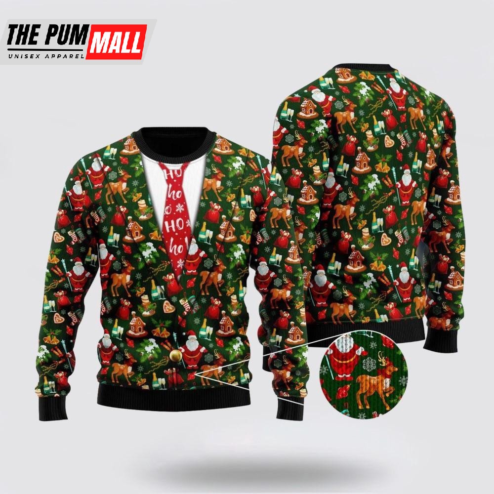 HoHoHo Santa Claus Christmas Night Ugly Sweater, Funny Santa Sweaters