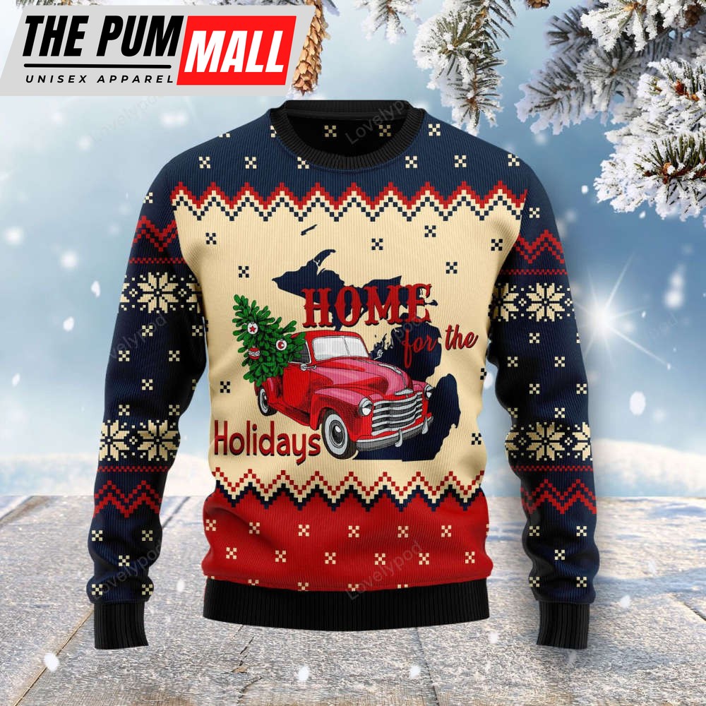 Home For The Holidays Michigan Ugly Christmas Sweater – Christmas Signature
