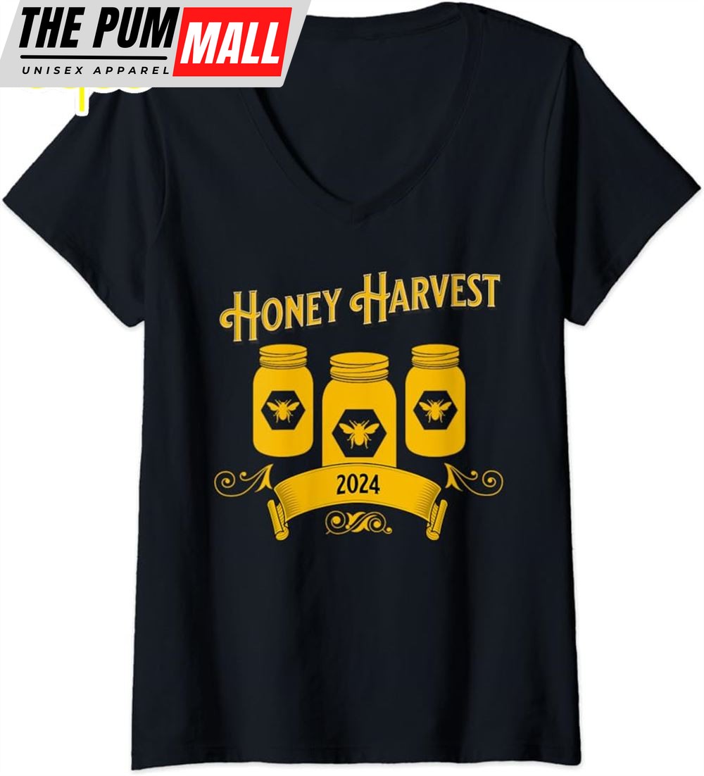 Honey Harvest 2025 Beekeeper Apiculture V-Neck T-Shirt