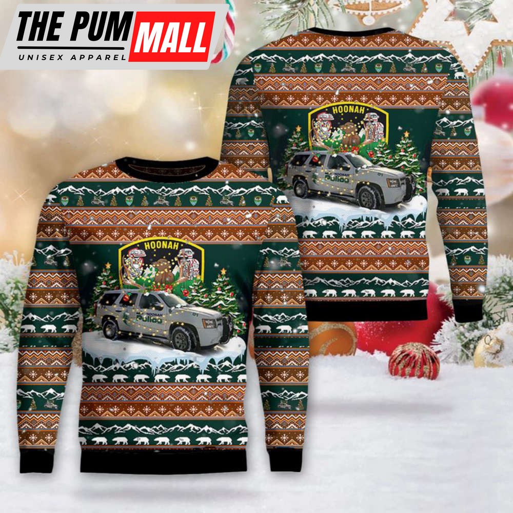 Hoonah Police Department Christmas Sweater: 3D DLMP0510BG01 Alaska s Festive Delight