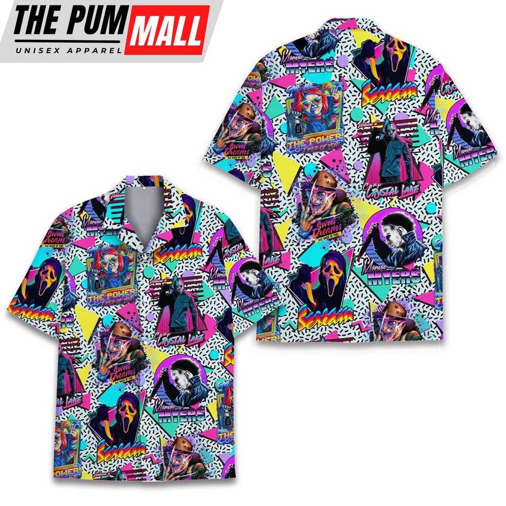 Horror Characters Retro 80s 90s Hawaiian Shirts For Disco Men Women