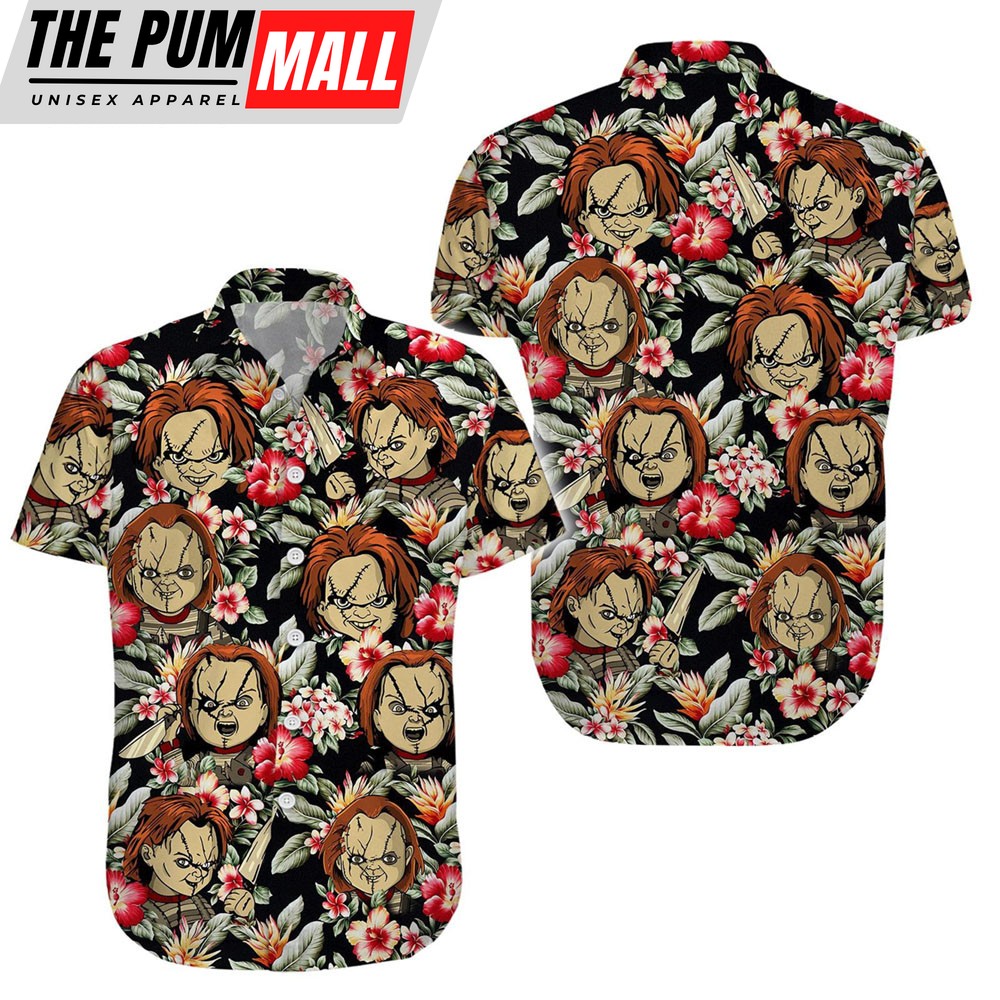 Horror Chucky Tropical Floral Hawaiian Shirt