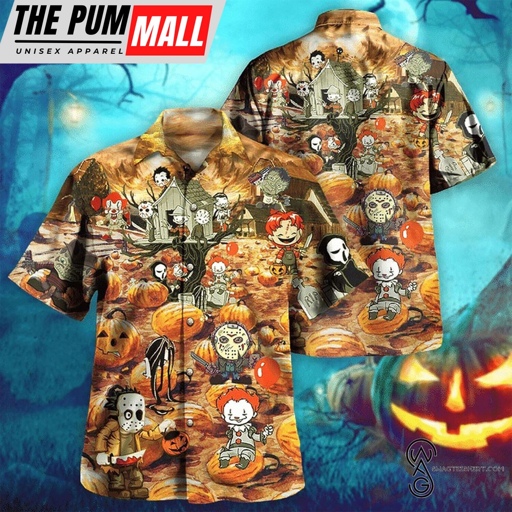 Horror Killing By The Pumpkin Halloween Casual Hawaiian Shirt