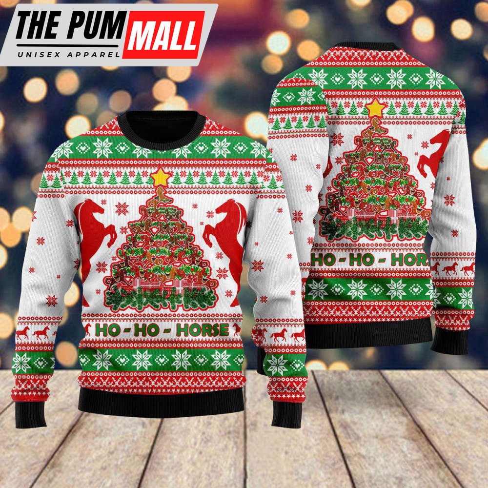 Horse Christmas Tree Ugly Christmas Sweater, Best Gift For Christmas 2023