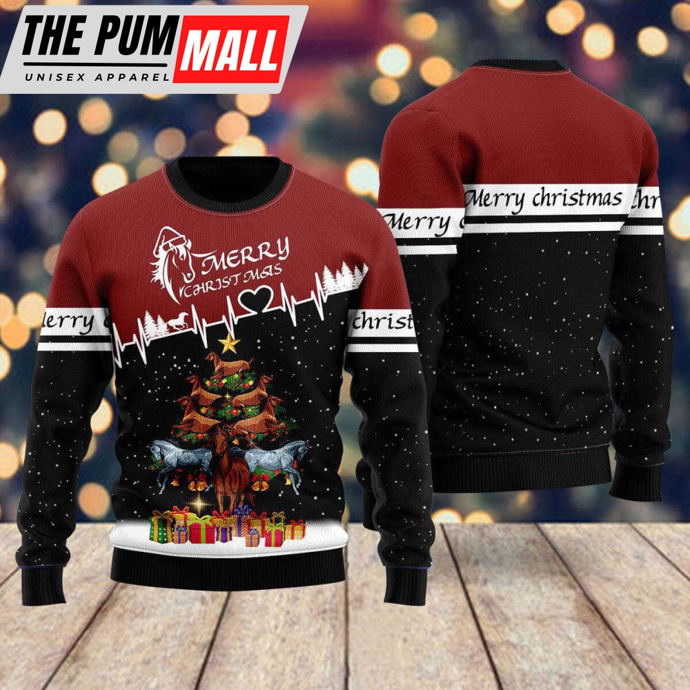 Horse Christmas Tree Ugly Christmas Sweater, Christmas Gift For Horse Lover