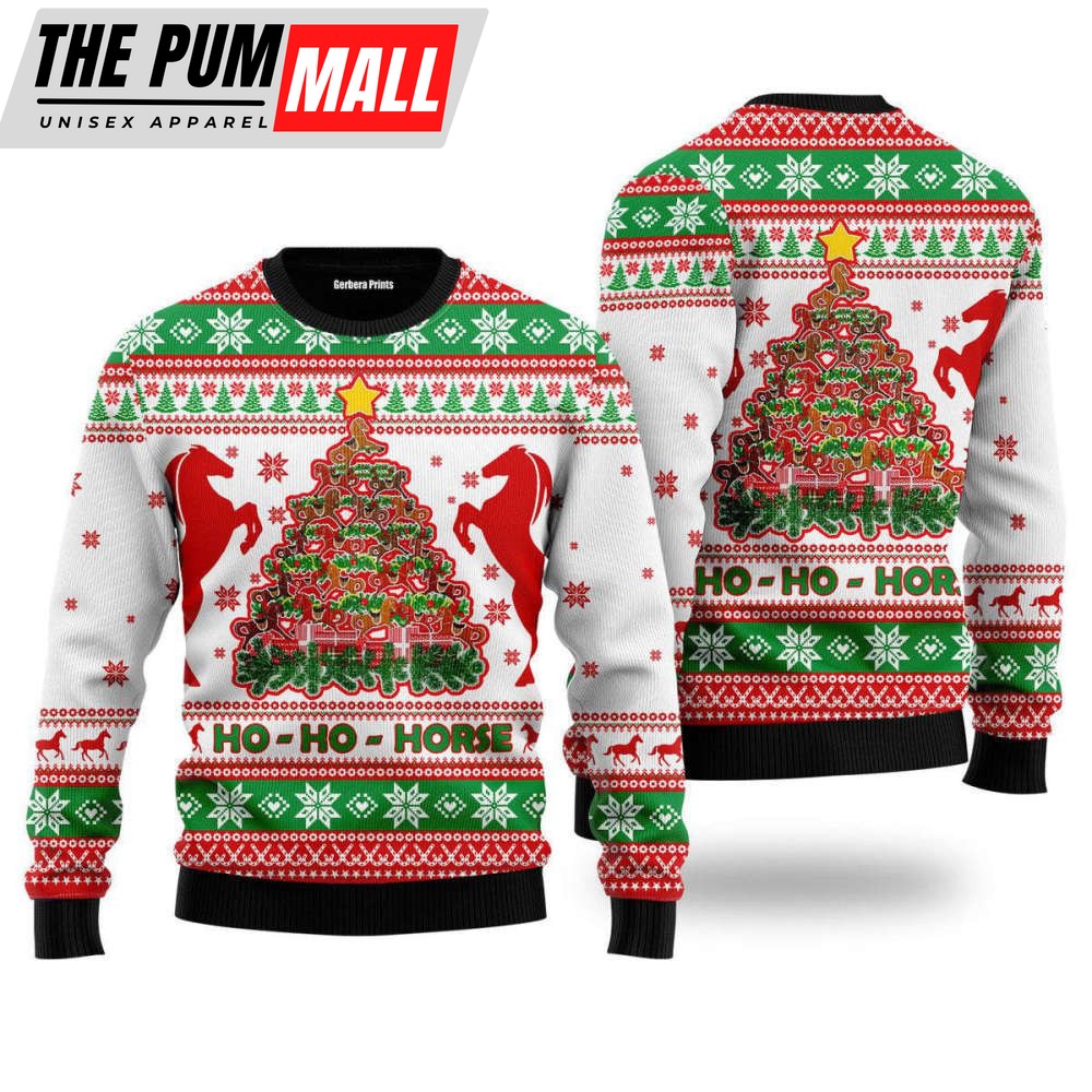 Horse Christmas Tree Ugly Christmas Sweater, Christmas Gift For Men & Women