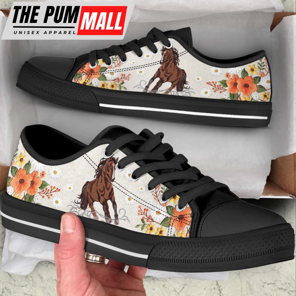horse-embroidery-floral-low-top-shoes-canvas-print-casual-shoes-s1bxoz79 Horse Embroidery Floral Low Top Shoes: Canvas Print Casual Shoes
