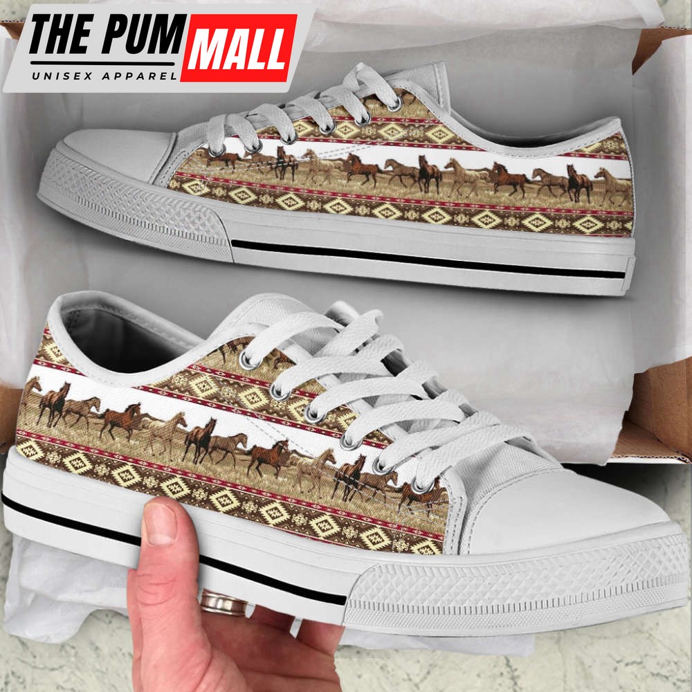 Horse Fabric Patterns Low Top Shoes Canvas Print Lowtop Casual Shoes