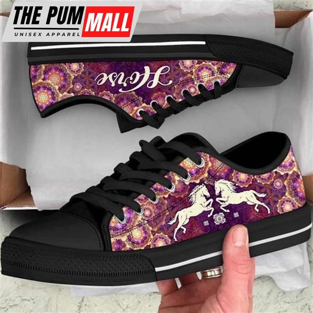 Horse Mandala Royal Pattern Canvas Low Top Shoes – Low Top Shoes Mens, Women
