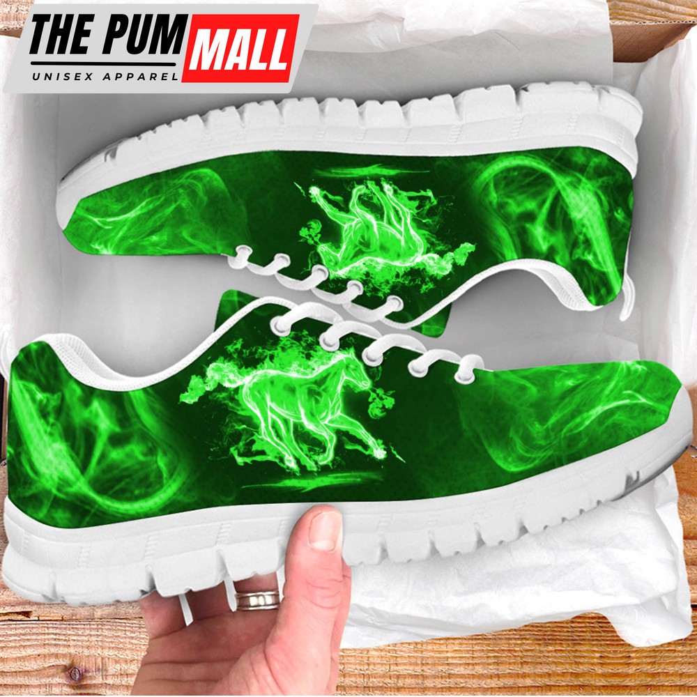 Horse Neon Green Shoes Sneaker Tennis Walking Shoes – Best Gift For Horse Trainer, Horse Lover