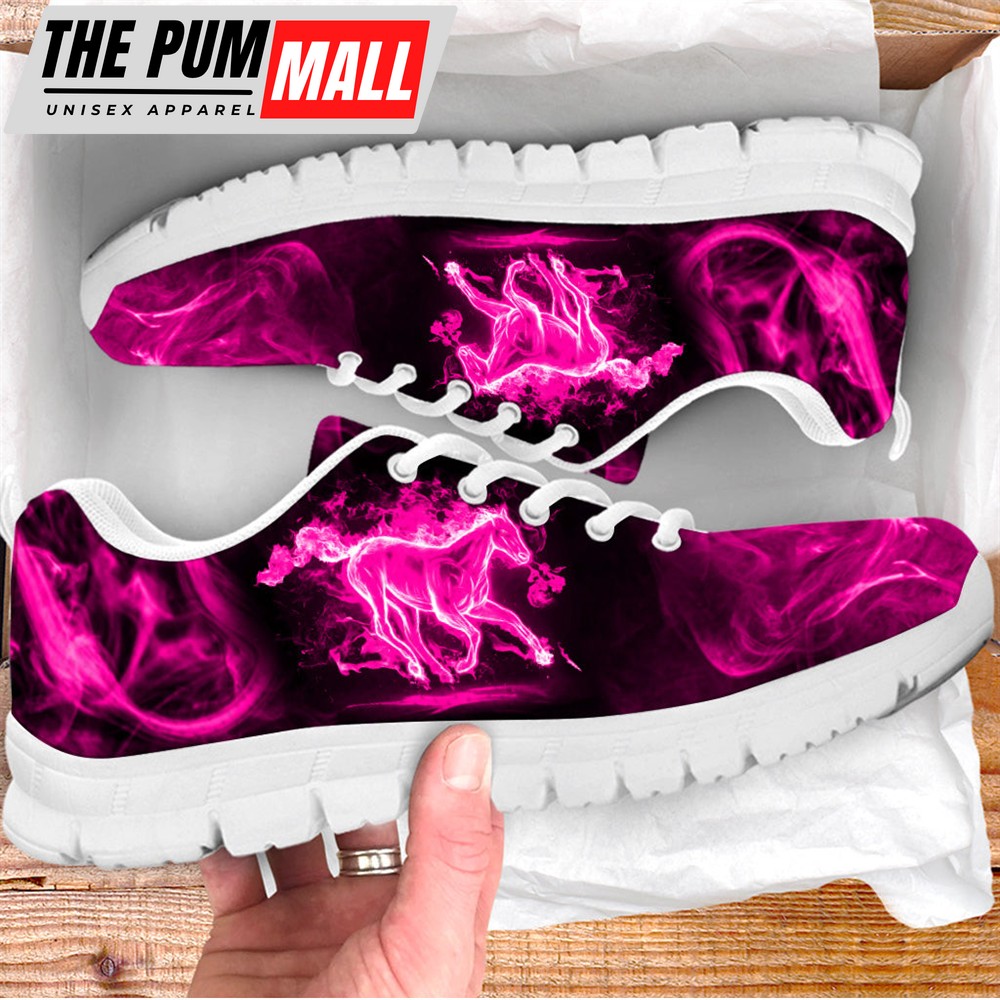 Horse Neon Pink Shoes Sneaker Tennis Walking Shoes – Best Gift For Horse Trainer, Horse Lover