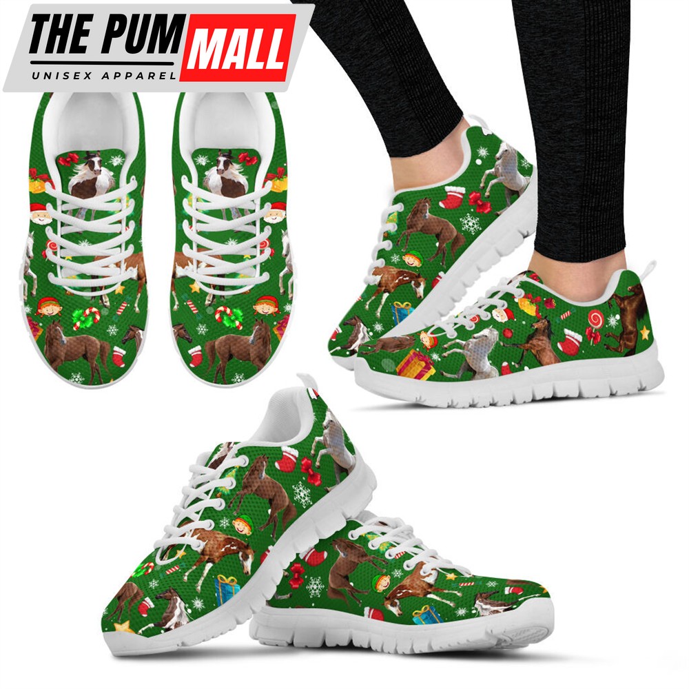 Horse Pattern Christmas Sneaker Fashion Walking Shoes – Best Gift For Christmas Malalan – Shoes Gift For Adults